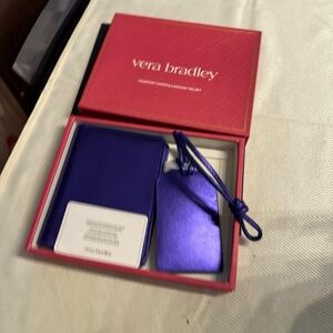 Vera Bradley Metallic Purple Passport Cover & Luggage Tag Set